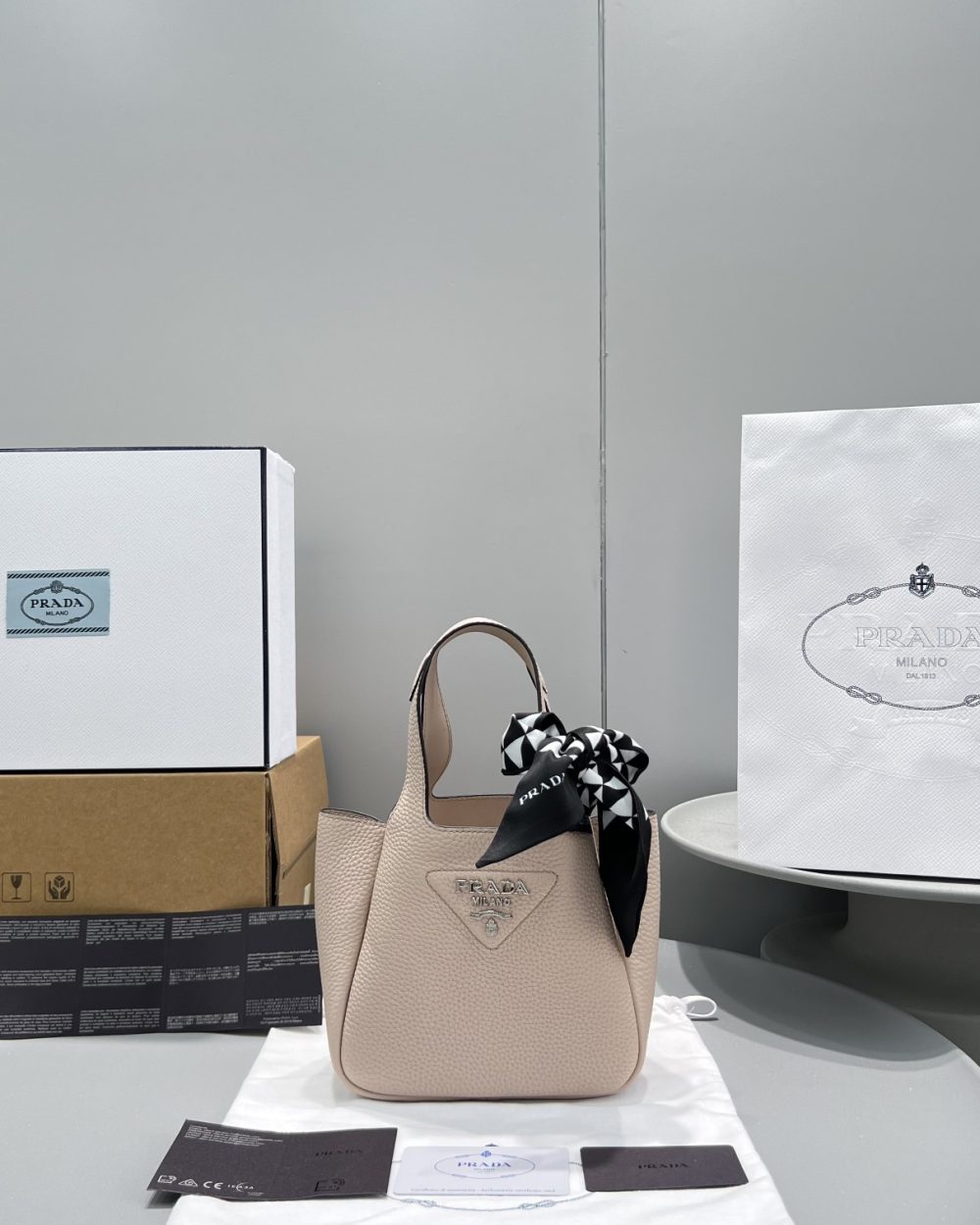 Prada Mini Tote Beige For Women, Women's Bags 7.5in/19cm