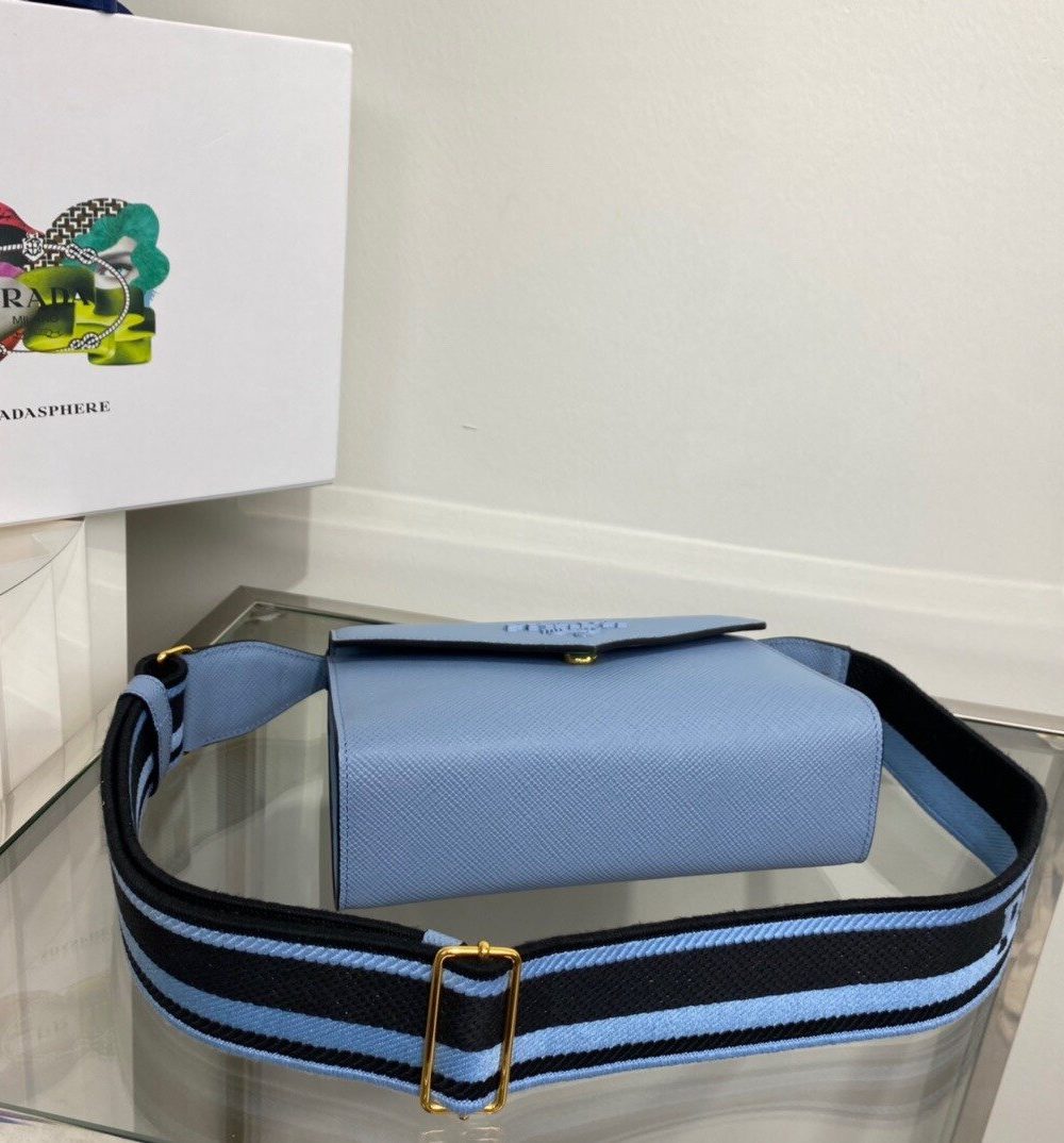 Prada Monochrome Saffiano Bag Blue For Women, Women's Bags 8.2in/21cm 1BD317_2ERX_F02TG_V_3O3
