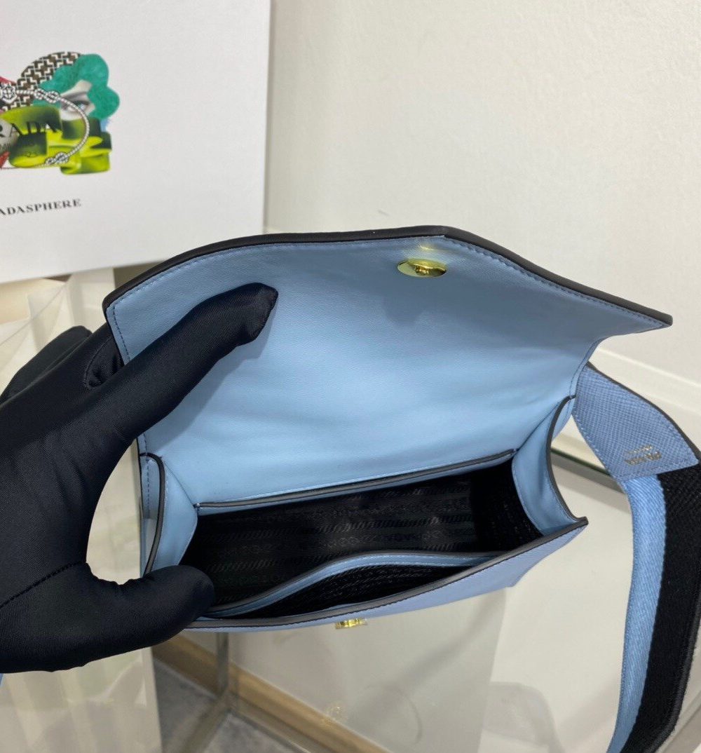 Prada Monochrome Saffiano Bag Blue For Women, Women's Bags 8.2in/21cm 1BD317_2ERX_F02TG_V_3O3