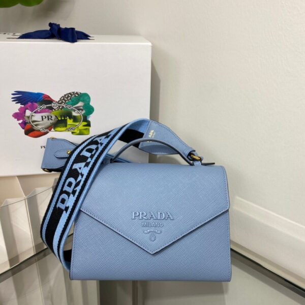 Prada Monochrome Saffiano Bag Blue For Women, Women's Bags 8.2in/21cm 1BD317_2ERX_F02TG_V_3O3