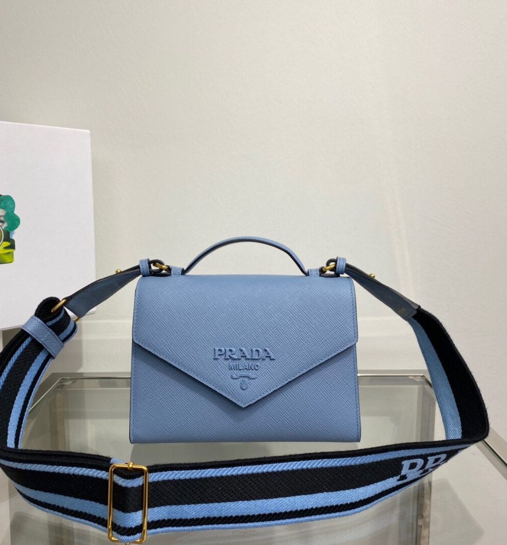 Prada Monochrome Saffiano Bag Blue For Women, Women's Bags 8.2in/21cm 1BD317_2ERX_F02TG_V_3O3
