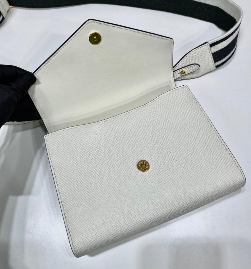 Prada Monochrome Saffiano Bag White For Women, Women's Bags 8.2in/21cm 1BD317_2ERX_F0009_V_3O3