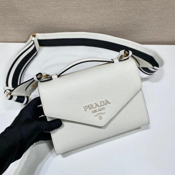 Prada Monochrome Saffiano Bag White For Women, Women's Bags 8.2in/21cm 1BD317_2ERX_F0009_V_3O3