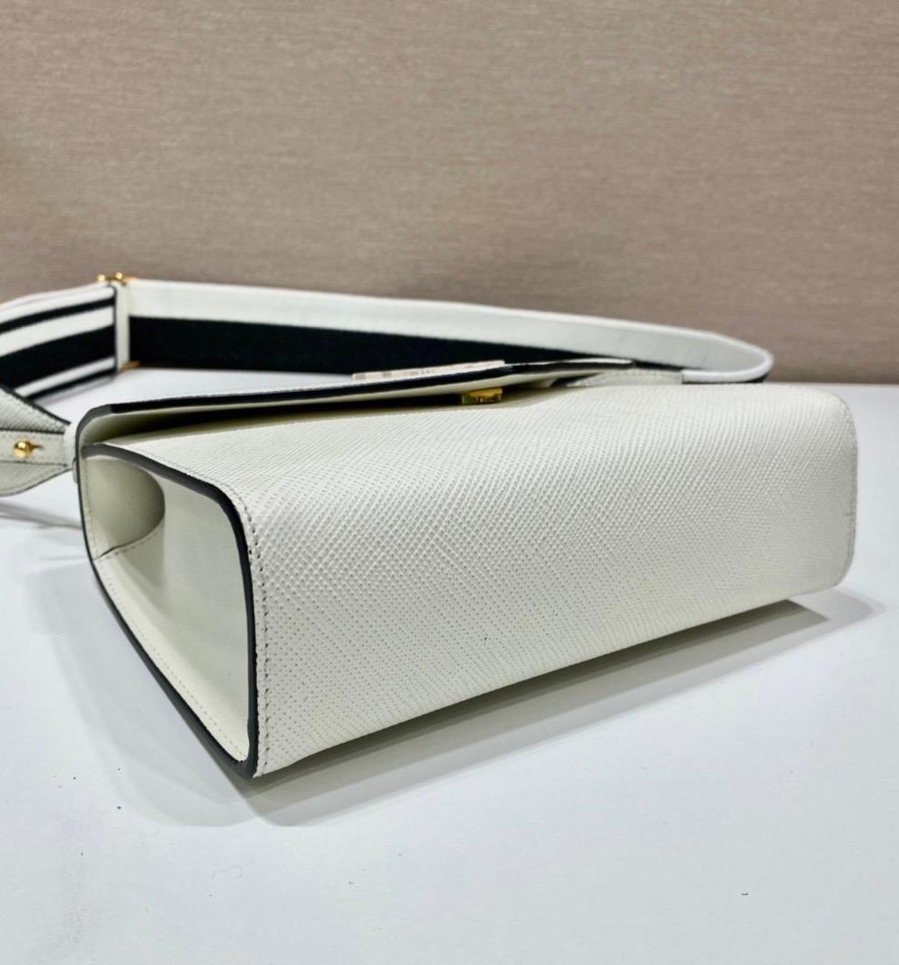 Prada Monochrome Saffiano Bag White For Women, Women's Bags 8.2in/21cm 1BD317_2ERX_F0009_V_3O3