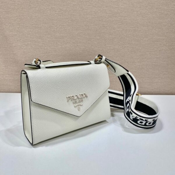 Prada Monochrome Saffiano Bag White For Women, Women's Bags 8.2in/21cm 1BD317_2ERX_F0009_V_3O3