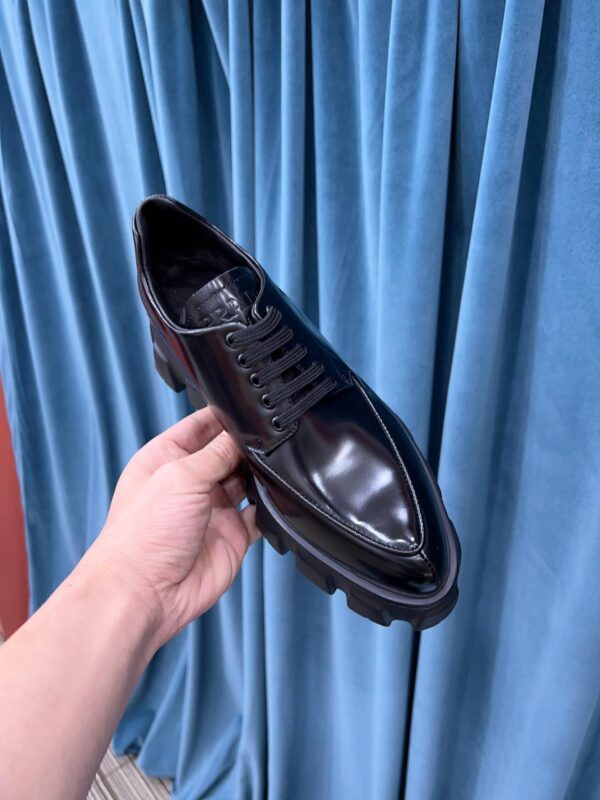 Prada Monolith Brushed Lace-Up Shoes Black For Women 2.4in/60mm PRD