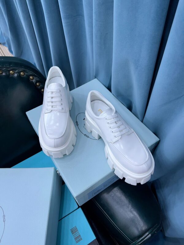 Prada Monolith Brushed Lace-Up Shoes White For Women 2.4in/60mm PRD 2EE356_B4L_F0009