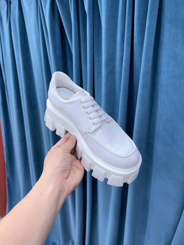 Prada Monolith Brushed Lace-Up Shoes White For Women 2.4in/60mm PRD 2EE356_B4L_F0009