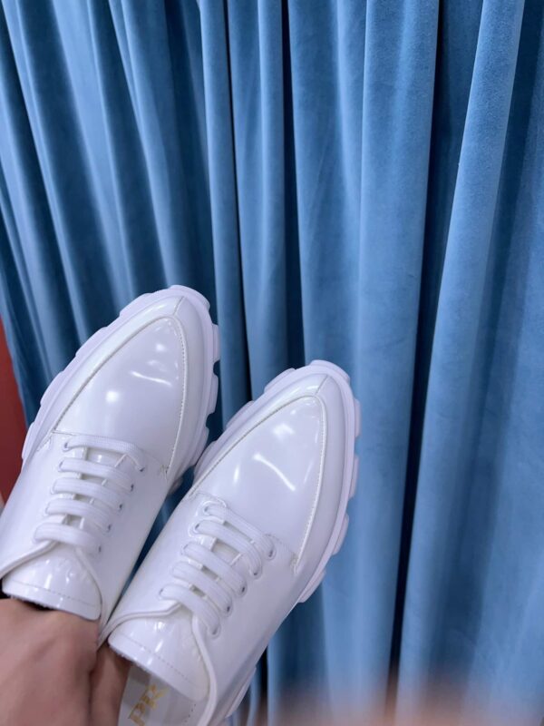 Prada Monolith Brushed Lace-Up Shoes White For Women 2.4in/60mm PRD