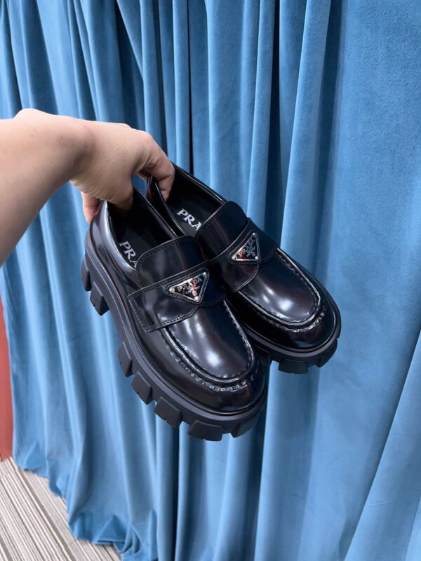 Prada Monolith Brushed Loafers Black For Women 2.4in/60mm PRD 2DE129_B4L_F0002 