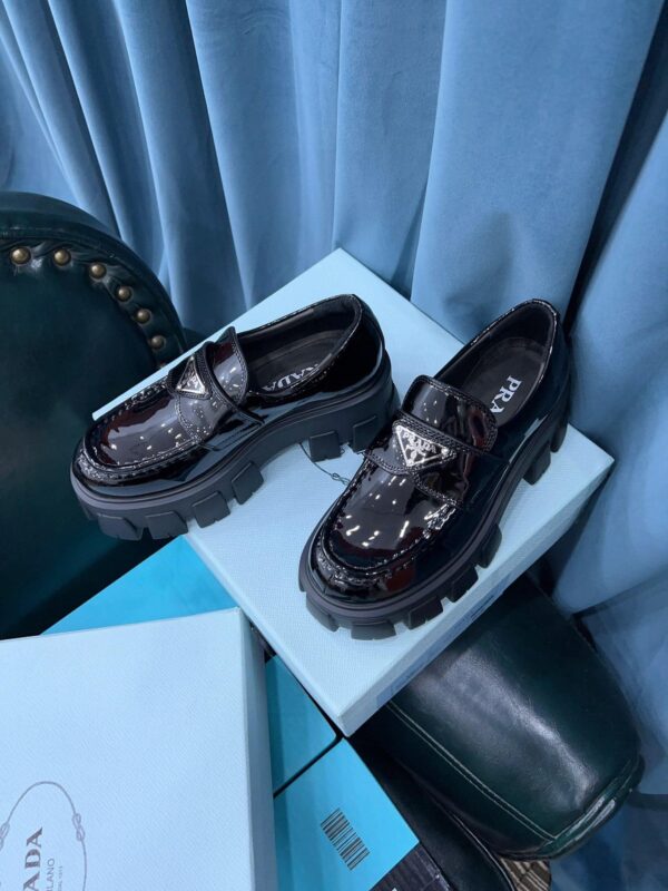Prada Monolith Brushed Loafers Black For Women 2.4in/60mm PRD 2DE129_B4L_F0002 