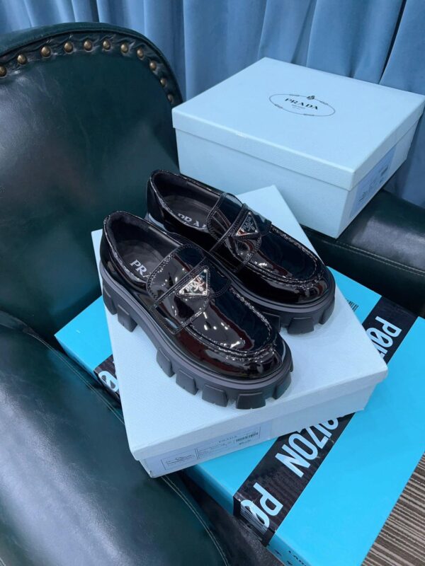 Prada Monolith Brushed Loafers Black For Women 2.4in/60mm PRD 2DE129_B4L_F0002 