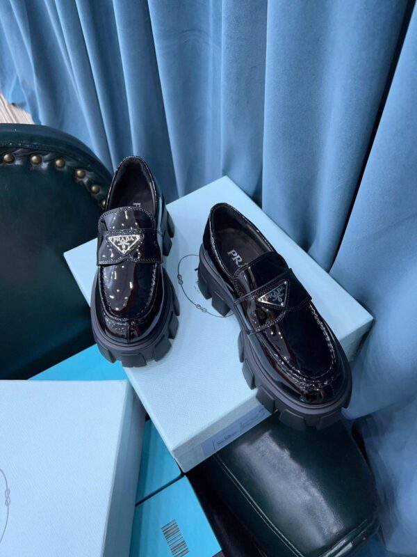 Prada Monolith Brushed Loafers Black For Women 2.4in/60mm PRD 2DE129_B4L_F0002 