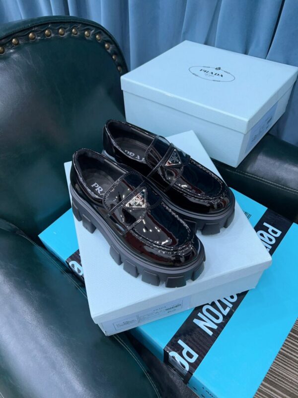 Prada Monolith Brushed Loafers Black For Women 2.4in/60mm PRD 2DE129_B4L_F0002 