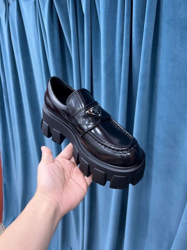 Prada Monolith Brushed Loafers Black For Women 2.4in/60mm PRD 2DE129_B4L_F0002 