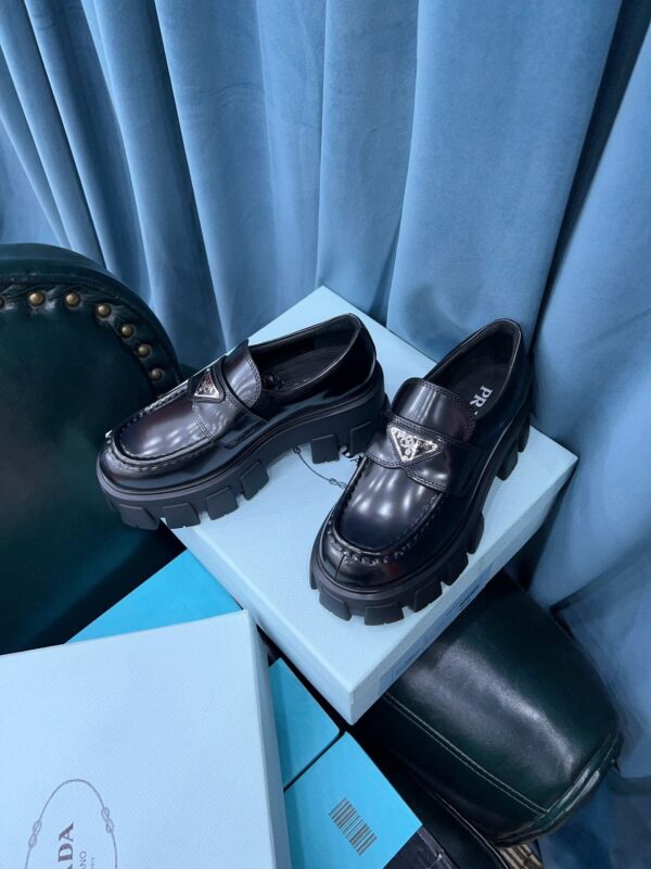 Prada Monolith Brushed Loafers Black For Women 2.4in/60mm PRD 2DE129_B4L_F0002 