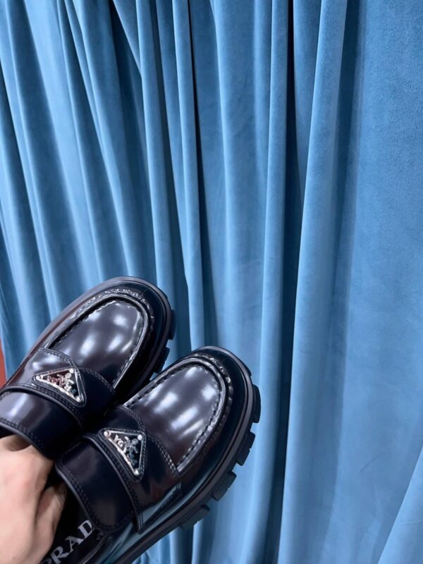 Prada Monolith Brushed Loafers Black For Women 2.4in/60mm PRD 2DE129_B4L_F0002 
