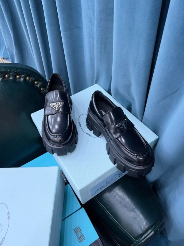 Prada Monolith Brushed Loafers Black For Women 2.4in/60mm PRD 2DE129_B4L_F0002 