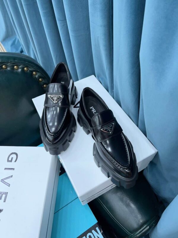 Prada Monolith Brushed Loafers Black For Women 2.4in/60mm PRD