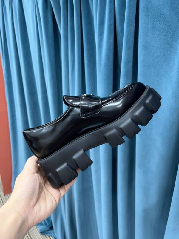 Prada Monolith Brushed Loafers Black For Women 2.4in/60mm PRD