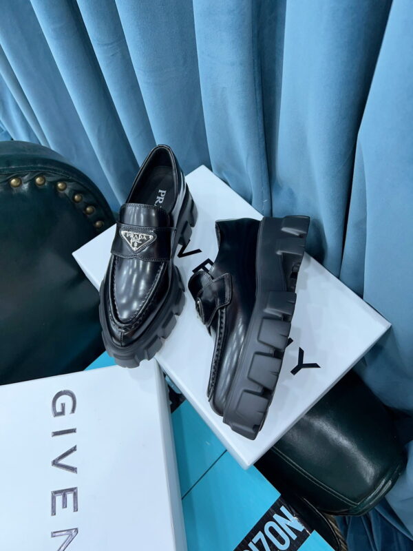 Prada Monolith Brushed Loafers Black For Women 2.4in/60mm PRD
