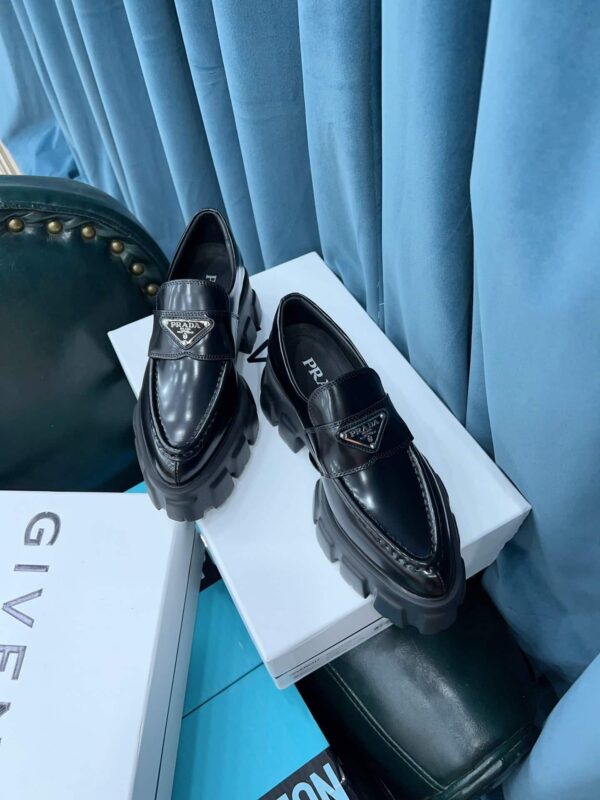 Prada Monolith Brushed Loafers Black For Women 2.4in/60mm PRD