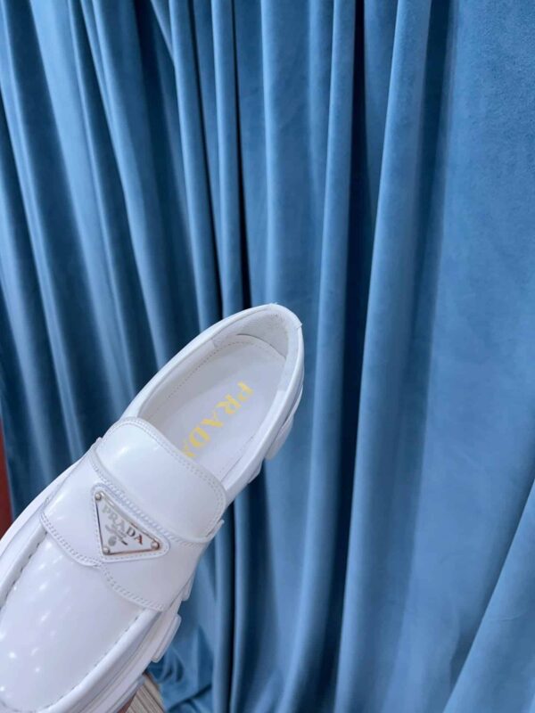 Prada Monolith Brushed Loafers White For Women 2.4in/60mm PRD 2DE129_B4L_F0009