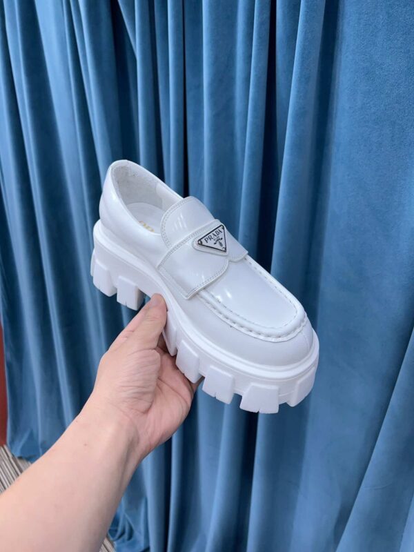 Prada Monolith Brushed Loafers White For Women 2.4in/60mm PRD 2DE129_B4L_F0009