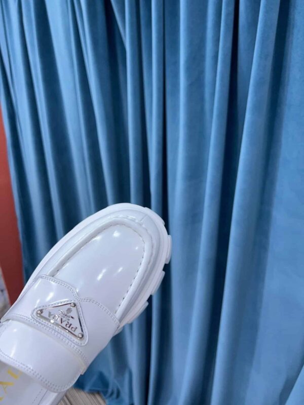 Prada Monolith Brushed Loafers White For Women 2.4in/60mm PRD 2DE129_B4L_F0009