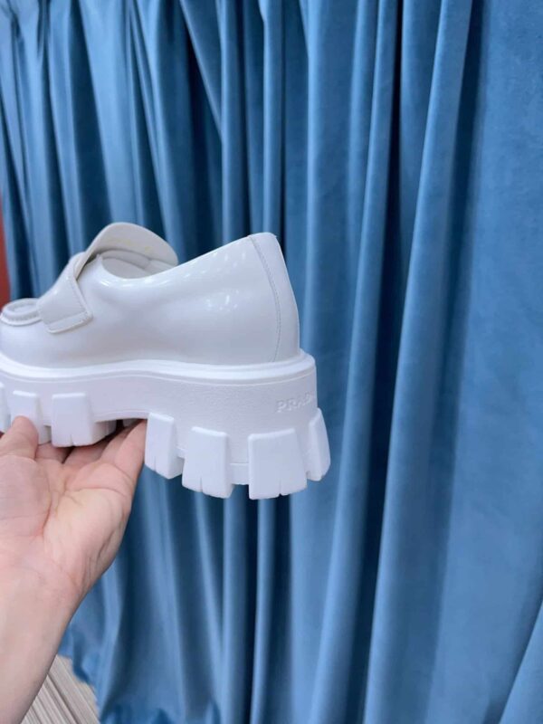 Prada Monolith Brushed Loafers White For Women 2.4in/60mm PRD 2DE129_B4L_F0009