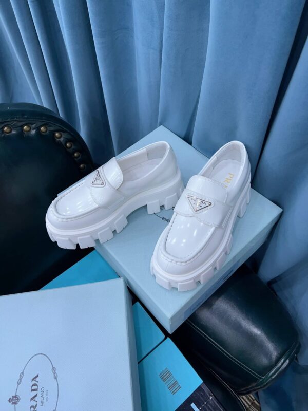 Prada Monolith Brushed Loafers White For Women 2.4in/60mm PRD 2DE129_B4L_F0009