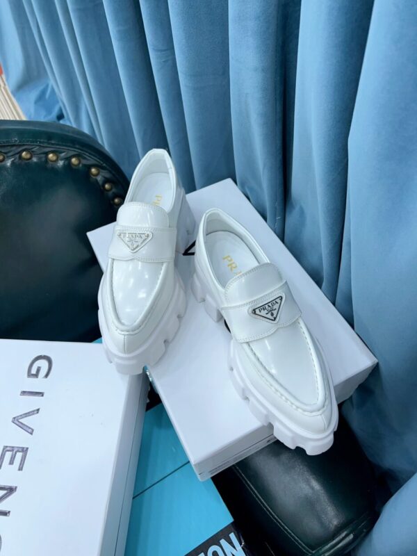 Prada Monolith Brushed Loafers White For Women 2.4in/60mm PRD