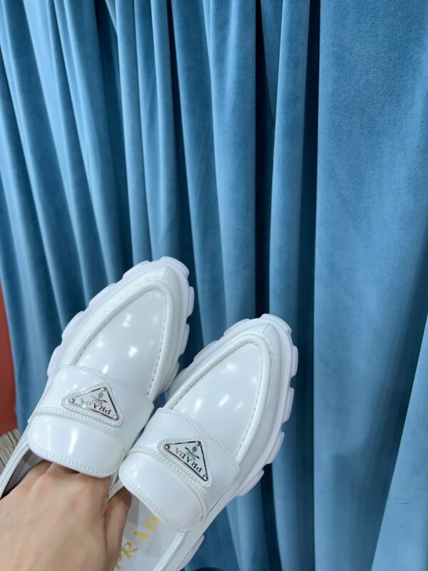 Prada Monolith Brushed Loafers White For Women 2.4in/60mm PRD