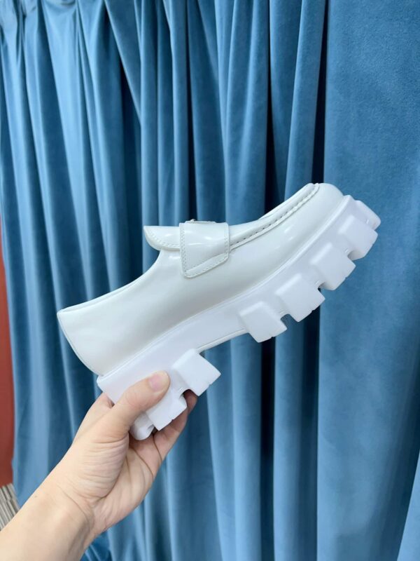 Prada Monolith Brushed Loafers White For Women 2.4in/60mm PRD