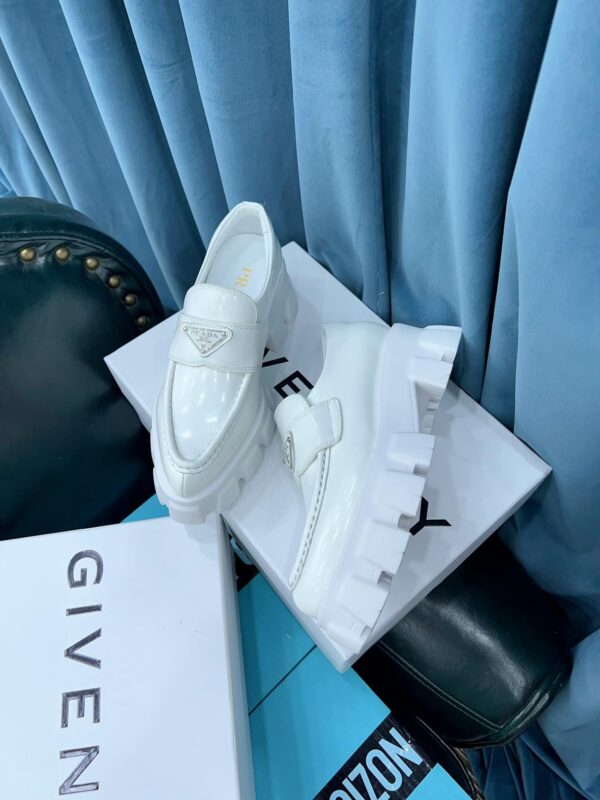 Prada Monolith Brushed Loafers White For Women 2.4in/60mm PRD