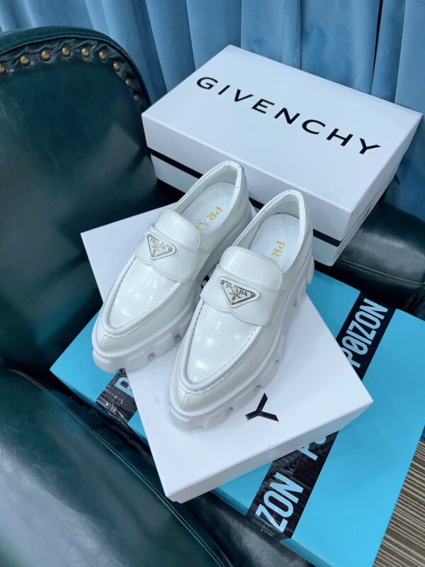 Prada Monolith Brushed Loafers White For Women 2.4in/60mm PRD