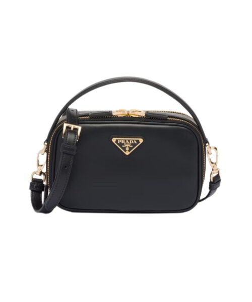 Prada Odette Leather Mini-Bag Black For Women 1BH203_ASK_F0002_V_OVO- 18.5 Cm/ 7.2 Inches