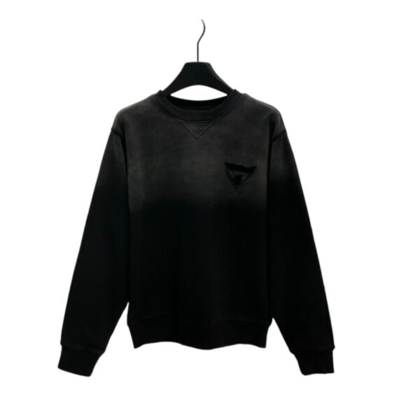 Prada Oversized Garment-Dyed Cotton Sweatshirt Black For Women