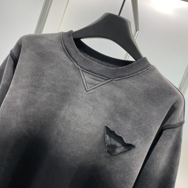 Prada Oversized Garment-Dyed Cotton Sweatshirt Black For Women