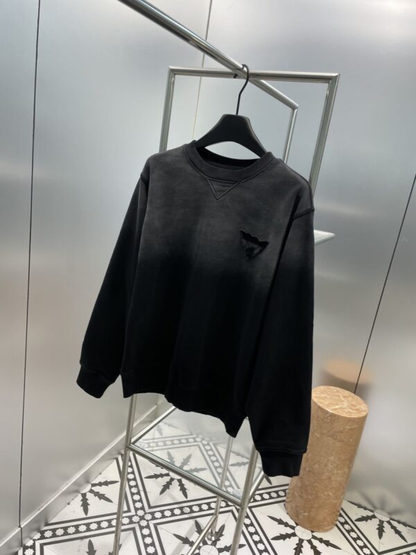 Prada Oversized Garment-Dyed Cotton Sweatshirt Black For Women