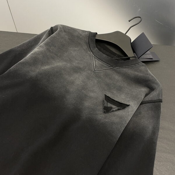 Prada Oversized Garment-Dyed Cotton Sweatshirt Black For Women