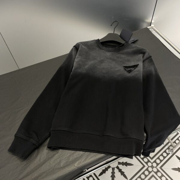 Prada Oversized Garment-Dyed Cotton Sweatshirt Black For Women