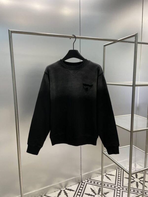 Prada Oversized Garment-Dyed Cotton Sweatshirt Black For Women