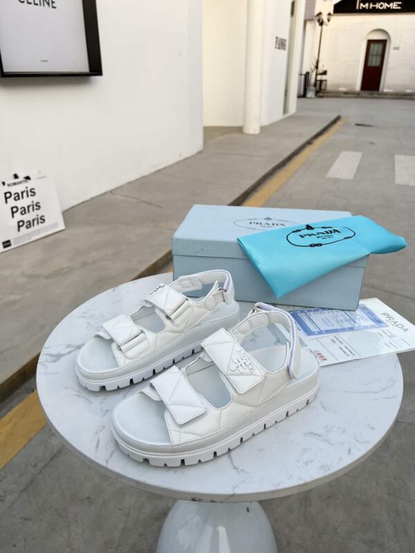 Prada Padded Nappa Sandals White For Women 0.8in/20mm PRD 1X721M_038_F0009_F_020