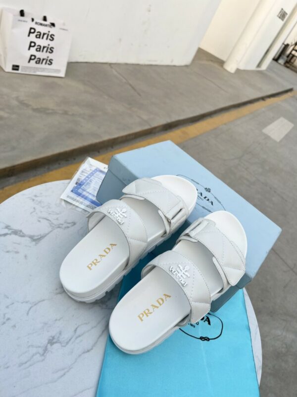 Prada Padded Nappa Slides White For Women 0.8in/20mm PRD