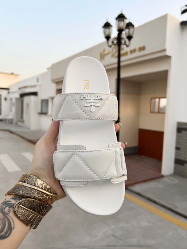 Prada Padded Nappa Slides White For Women 0.8in/20mm PRD