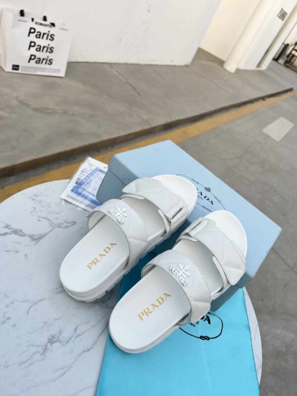 Prada Padded Nappa Slides White For Women 0.8in/20mm PRD