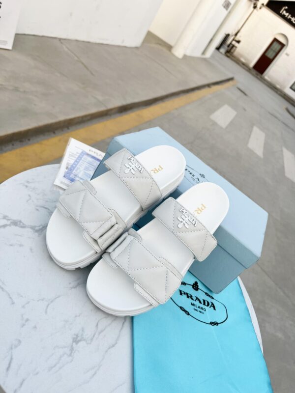 Prada Padded Nappa Slides White For Women 0.8in/20mm PRD