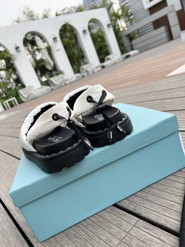 Prada Padded Nylon Sandals White For Women 0.8in/20mm PRD