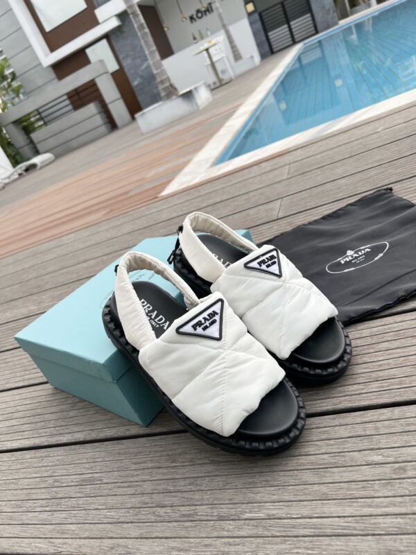 Prada Padded Nylon Sandals White For Women 0.8in/20mm PRD